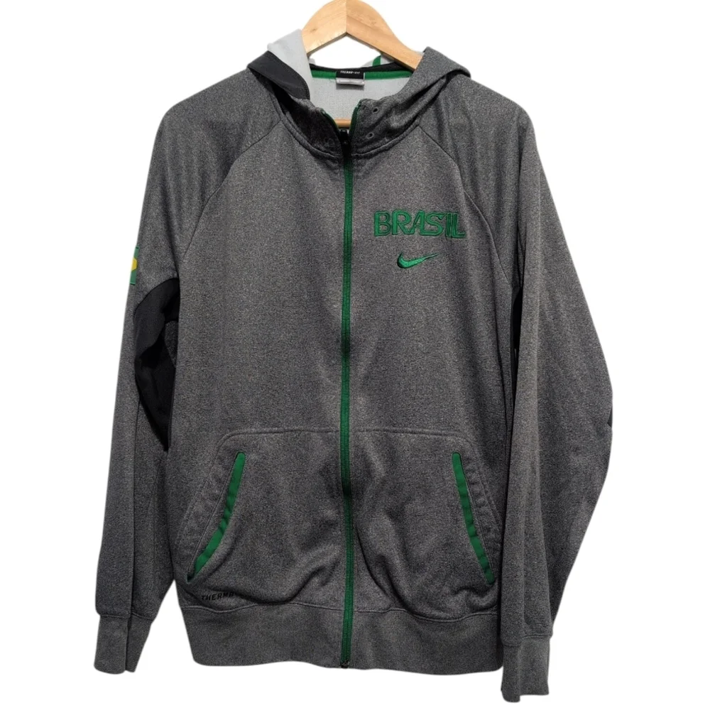 Nike Therma-Fit Brasil Zip Up Hoodie Jacket Mens Sze Large Soccer Futbol Warm Up